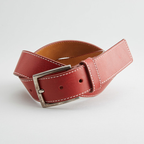 Enzo Leather Belt // Red (30" Waist)