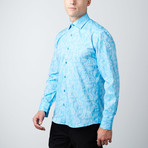 Paisley Jacquard Button-Up // Blue (L)