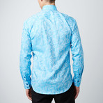 Paisley Jacquard Button-Up // Blue (L)