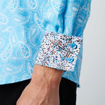 Paisley Jacquard Button-Up // Blue (L)