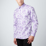Floral Jacquard Button-Up // Purple (XL)