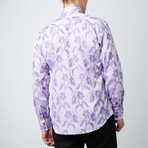 Floral Jacquard Button-Up // Purple (XL)