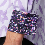 Floral Jacquard Button-Up // Purple (XL)
