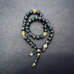 Mandala Bracelet // Silver + Black + Gold (17")