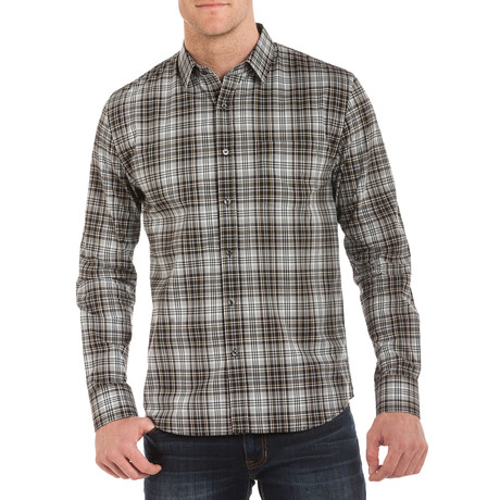Dylan Plaid Spread Collar // Olive (S)