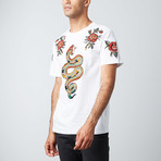 Snake and Roses Tee // White (L)