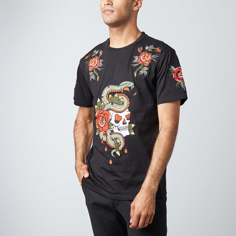 Skull and Roses Tee // Black (2XL)