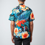 Tropics Woven Button-Up Shirt // Blue + Orange (M)