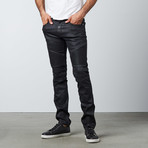 Leroy Waxed Moto Denim // Black (30WX32L)