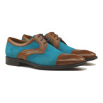 Jose Medallion Oxford // Cognac + Turquoise (US: 11.5)