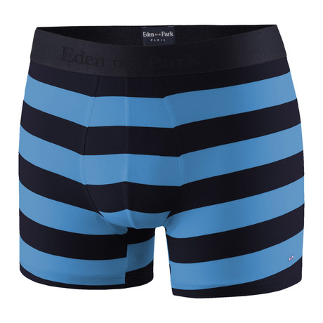 Wide Striped Boxer Brief // Navy + Light Blue (S)