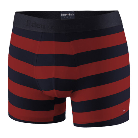 Wide Striped Boxer Brief // Navy + Red (S)