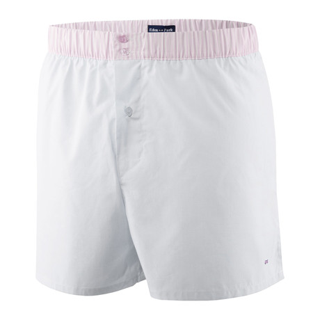 Woven Button Fly Boxer // White (S)