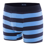 Wide Striped Boxer Brief // Navy + Light Heather Blue (S)