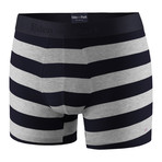 Wide Striped Boxer Brief // Black + Gray (M)