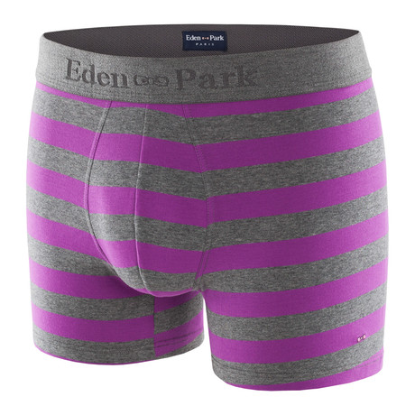 Wide Striped Boxer Brief // Gray + Pink (S)