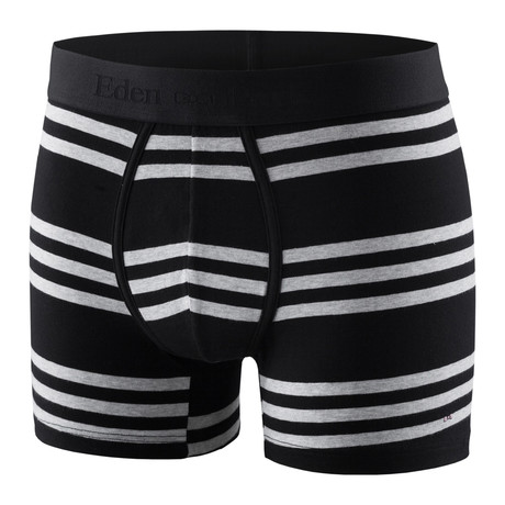 Multi Striped Boxer Brief // Black + Gray (S)