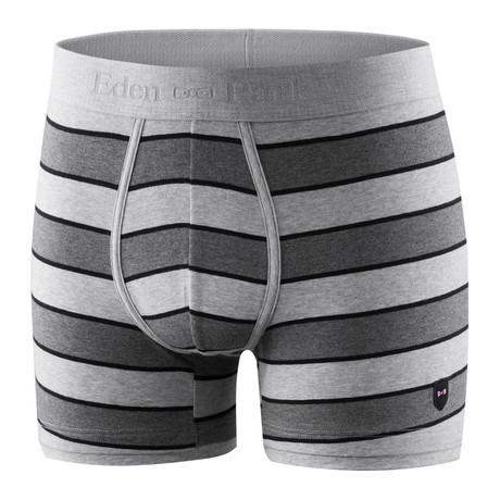 Multi Striped Logo Patch Boxer Brief // Gray (S)