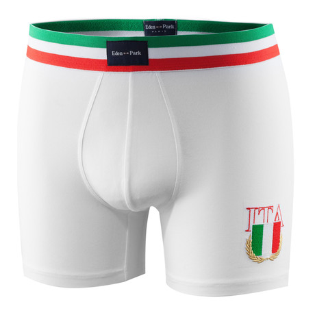 Italy Patch Striped Boxer Brief // White (S)