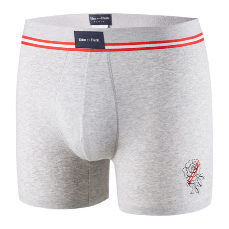 Rose Embroidered Boxer Brief // Gray (S)