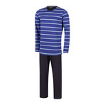 Striped Top Pajama Set // Royal + Blue + Black (M)