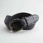 Matte Caiman Crocodile Tail Leather Belt // Black (44)