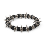 Spiky Bracelet // Lava Beads + Oxidized Silver (XSmall)