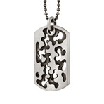 Perforated Camouflage Dog Tag Necklace // Sterling Silver