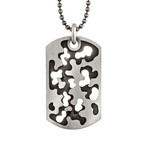 Perforated Camouflage Dog Tag Necklace // Sterling Silver