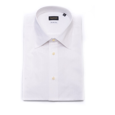 Double Stripe Slim Fit Dress Shirt // White (US: 15)