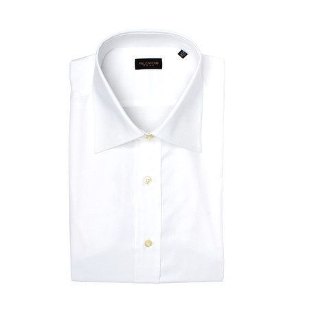 Solid Textured Weave Dress Shirt // White (US: 15)