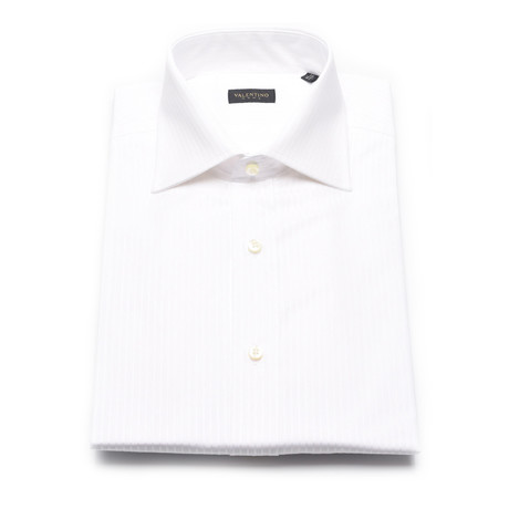 Satin Stripe Dress Shirt // White (US: 15)