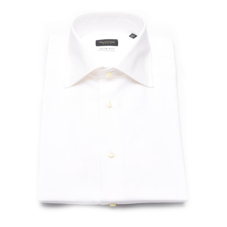 Solid Slim Fit Dress Shirt // White (US: 15)