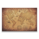 World Map + Pins // Golden Aged (24"W x 16"H x 1.25"D)