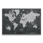 World Map + Pins // Modern Slate (24"W x 16"H x 1.25"D)