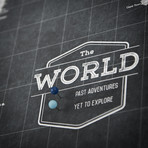 World Map + Pins // Modern Slate (24"W x 16"H x 1.25"D)