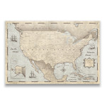 USA Travel Map Pin Board // Rustic Vintage (24”W x 16”H x 1.25”D)