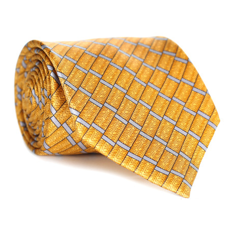 Angled Rectangular Pattern Tie // Orange + Light Grey