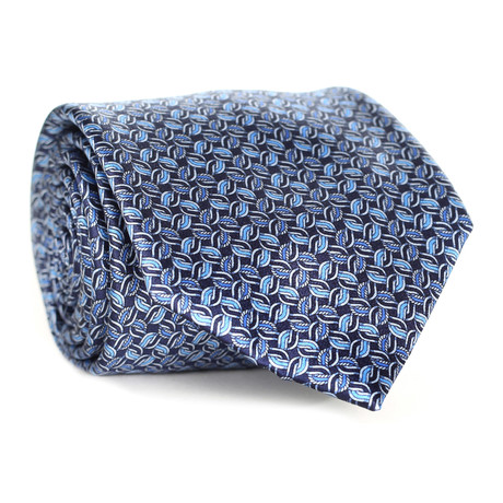 Micro Oval Pattern Tie // Navy + Light Blue