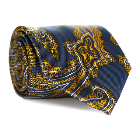 Large Paisley Tie // Gold + Navy
