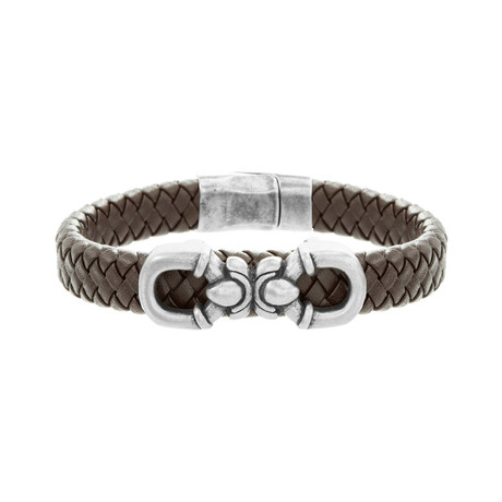 Buckle Design Leather Bracelet // Brown