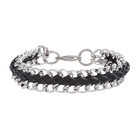 Curb Chain Bracelet // Black + Silver
