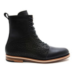 Leo Mixed Texture Lace-Up Tall Boot // Black (US: 8.5)