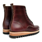 Kiffen Lug Sole Lace-Up Tall Boot // Burgundy (US: 7.5)