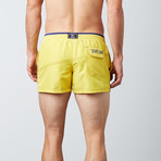 Contrast Zig Zag Stitch Drawstring Swim Trunk // Yellow (S)