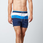 Colorblocked Drawstring Swim Trunk // Blue (S)