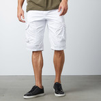 Twill Cargo Shorts // White (36)