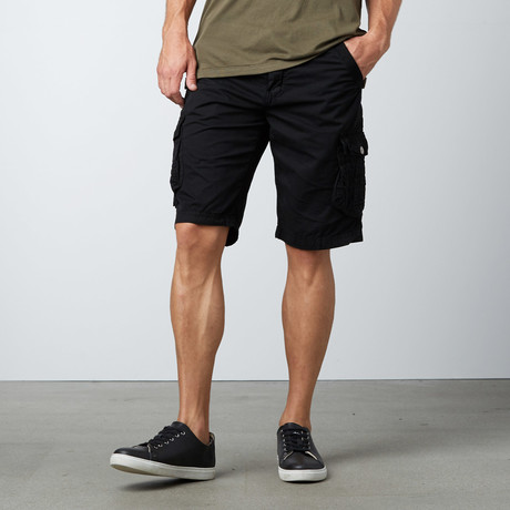 Cropped Cargo Shorts // Black (34)