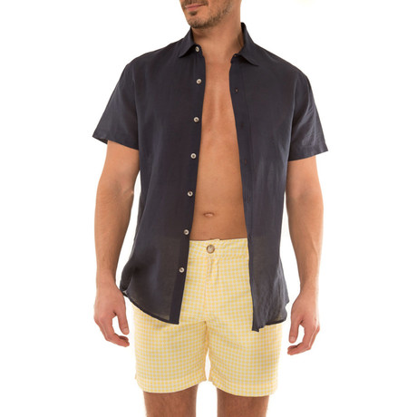 Linen Short Sleeve Shirt // Navy (S)