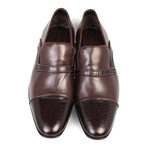 Croc Embossed Leather Captoe Piped Smoking Loafer // Brown (Euro: 40)